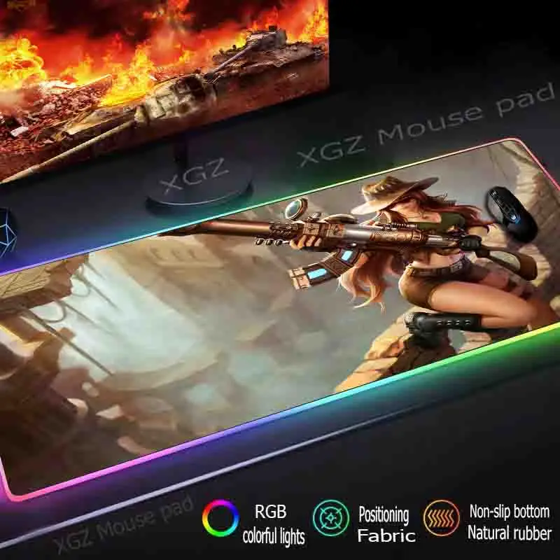 Большой RGB коврик для мыши Mairuige с черной застежкой по краям аниме сексуальный