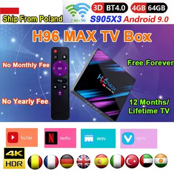 

H96 android tv box android 9.0 lifeitme or 12 months warrantyTV box Arabic Germany TV I bluetooth 4.0 with Youtube Google Play