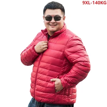 

light thin plus size men red jackets winter down parkas oversize sports outwear 7XL 8XL 9XL loose fashion 58 warm jackets coat