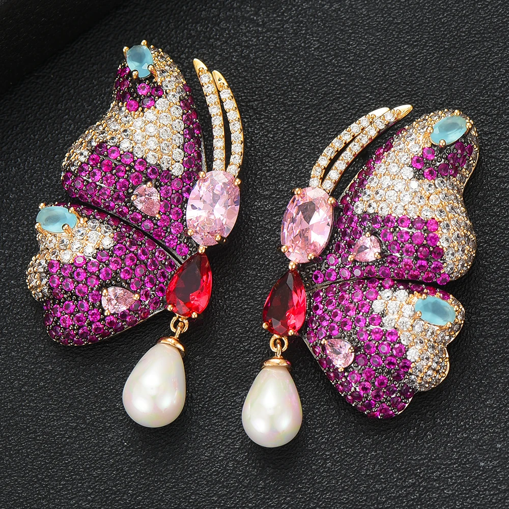 GODKI новые винтажные серьги с бабочкой Роскошные богемные серьги с имитацией жемчуга для женщин Свадебные модные ювелирные изделия