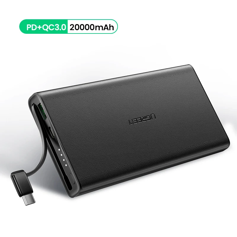 20000 Ugreen 10000 мАч Внешний аккумулятор 18 Вт Быстрая зарядка 3,0 внешний аккумулятор зарядное устройство для мобильного телефона Xiaomi type C повербанк - Цвет: 20000