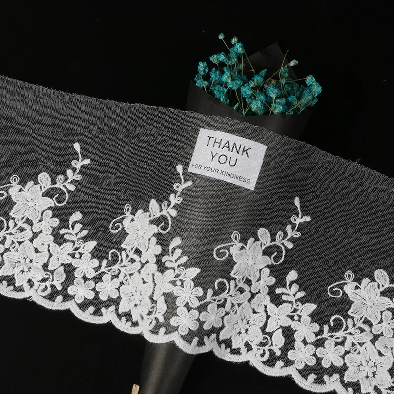 

3 Yards Milk silk embroidery lace fabric DIY headwear wedding accessories 13cm clothing decoration accessories