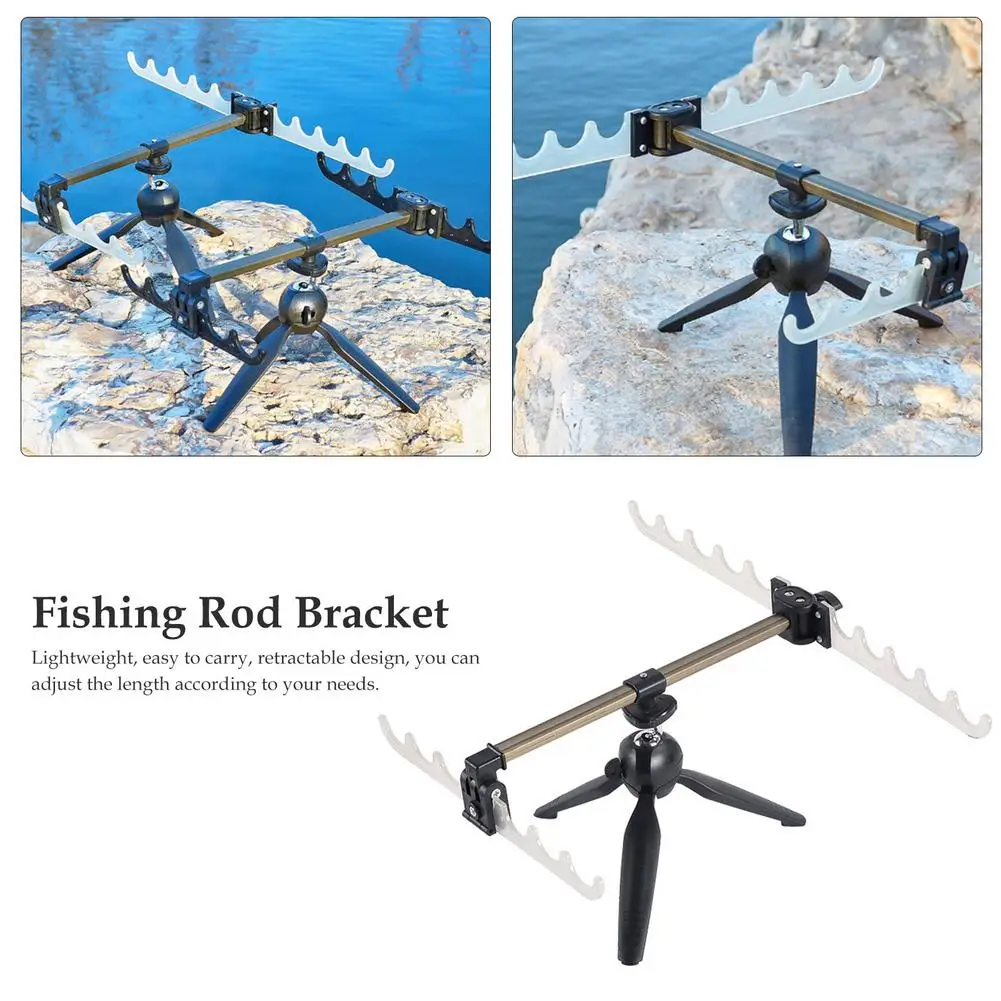 Portable Retractable Fishing Rod Tripod Stand Holder foldable