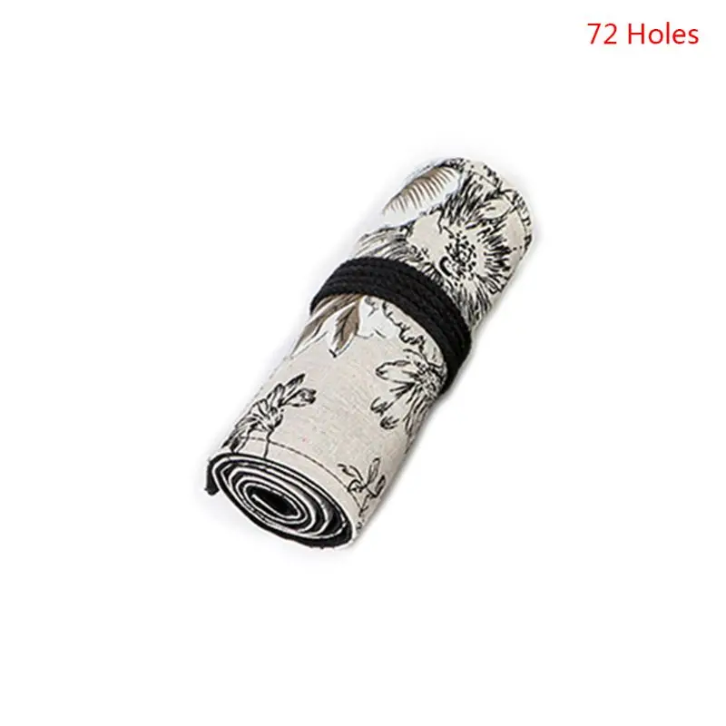 

Peony 12/24/36/48/72 Holes Canvas Roll Pen Curtain Pencil Bag Case Makeup Wrap
