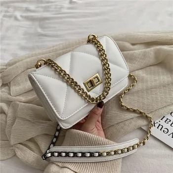 

Popular small bag female 2020 new wave atmosphere wild women's messenger bag diamond chain shoulder bag simple small square bag