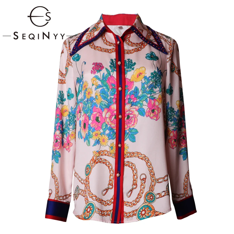 

SEQINYY Loose Shirt 2020 Summer Spring New Fashion Design Women Beading Crystal High Quality Blouse