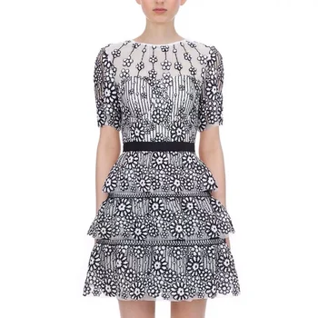 

2020 Summer Mesh Sequin Dress Woman Short Sleeve Round Neck Mini Dress Female Party Runway Design Casual Vestido Woman Clothing