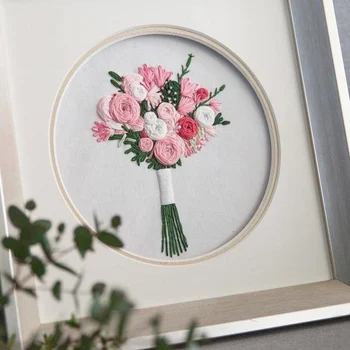 

Embroidery Bouquet Material Package Embroidery Bouquet Material Package Floral Pattern Embroidery Thread Home Decoration
