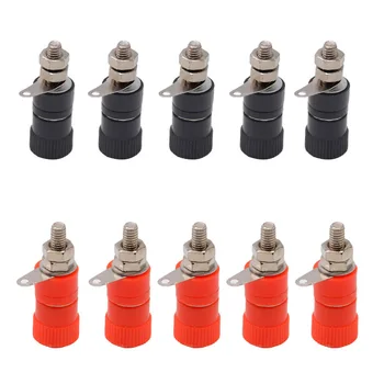 

10PCS 4mm Banana Socket Nickel Plated Binding Post Nut Banana Plug Jack Connector Red Black