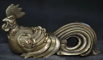 

old China bronze Feng Shui auspicious wealth Zodiac animal chicken cock statue