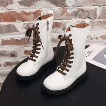 

2020 Autumn Winter Children Shoes Soft Leather Toddler Kids Fashion Martin Boots Waterproof Comfortable Fashion Girls Snow Boots