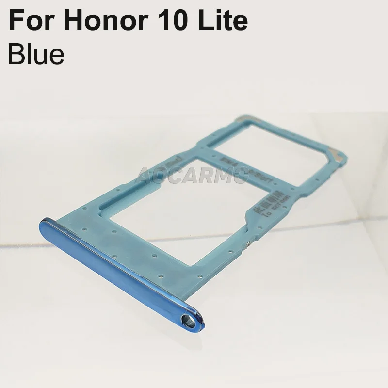 Aocarmo SD MicroSD Holder Nano Sim Card Tray Slot For Huawei p smart() / Honor 10 lite POT-LX3 POT-LX1 POT-LX2J - Цвет: Синий