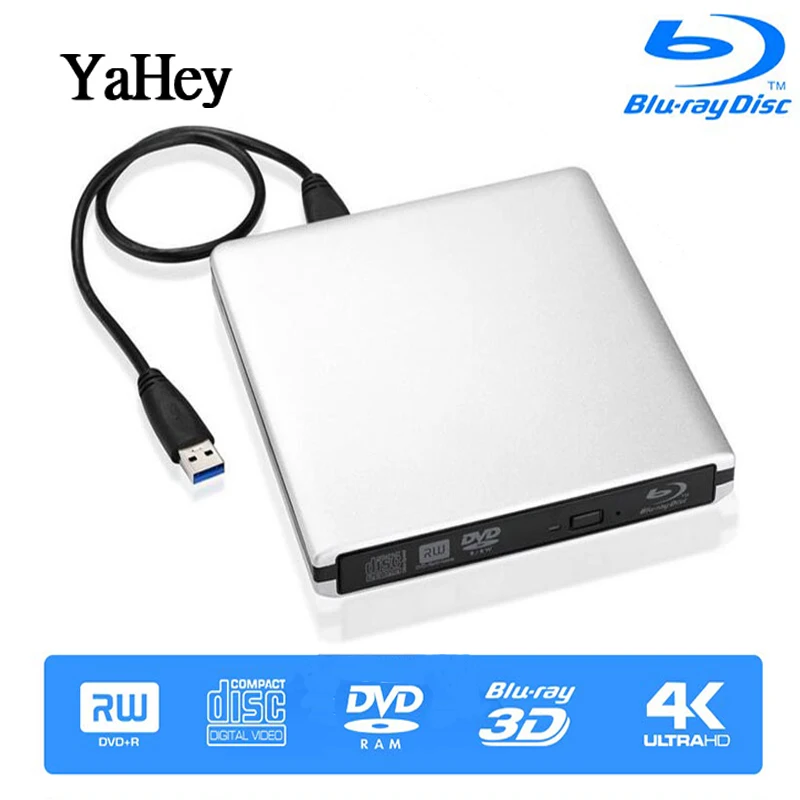 BD drive USB 3,0 Внешний Blu-Ray оптический привод Bluray bd-rw горелка BD-RE CD/DVD rw Писатель воспроизведение 3D 4K Blu-Ray диск для ноутбука Настольный ПК - Цвет: BD drive