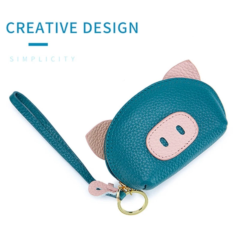 

Cartoon Animal Piggy Wallet Credit Card Holder Mini Pocket PU Leather Coin Purse Case Keyring Organizer