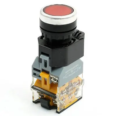 

Red Round Cap Self Reset DPST Contact 6 Pin Push Button Switch AC 220V