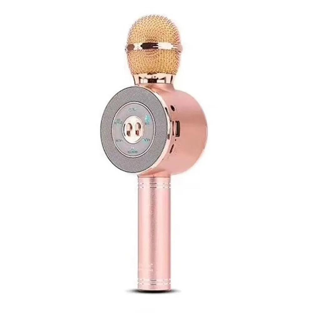 Ws858 Bluetooth беспроводной динамик для караоке WS668 TF карта/U диск Портативный воспроизведение музыки FM радио диск светодиодный светильник микрофон - Цвет: Rose Gold