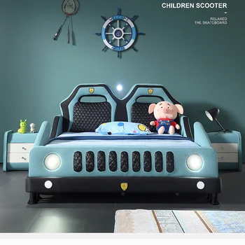 

New arrival solid wood cartoon car child bed