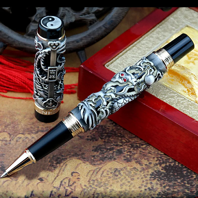 Jinhao рельефный дракон удобный серебристый пистолет серого цвета Классический