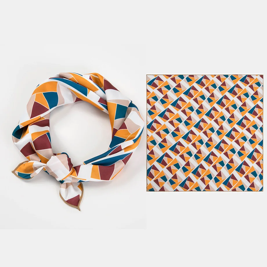 

New Korean dot printed Bright color small square Imitation silk scarf for girls Joker scarves hair scarf kids scarf neckerchief