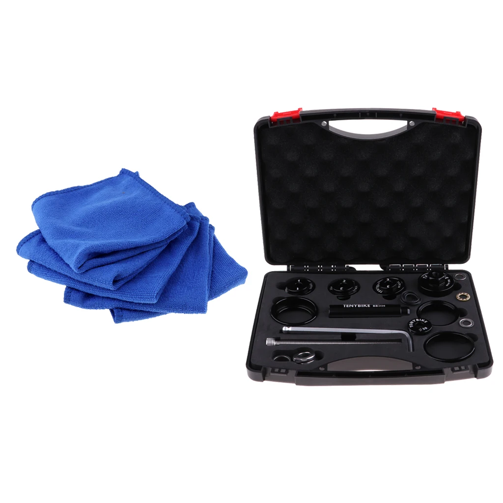 Bicycle Bearing Press Kit BB Tool with 5pcs Microfiber Bike Cleaning Care Towel Cloth for Cycles Maintain