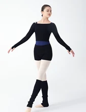 Kids Woman Ballet Dance Leotard Suit 3 Piece Sweater Long Sleeved Knit Tops with Shorts Legwarmer Keep Warm Up Dance Clothes