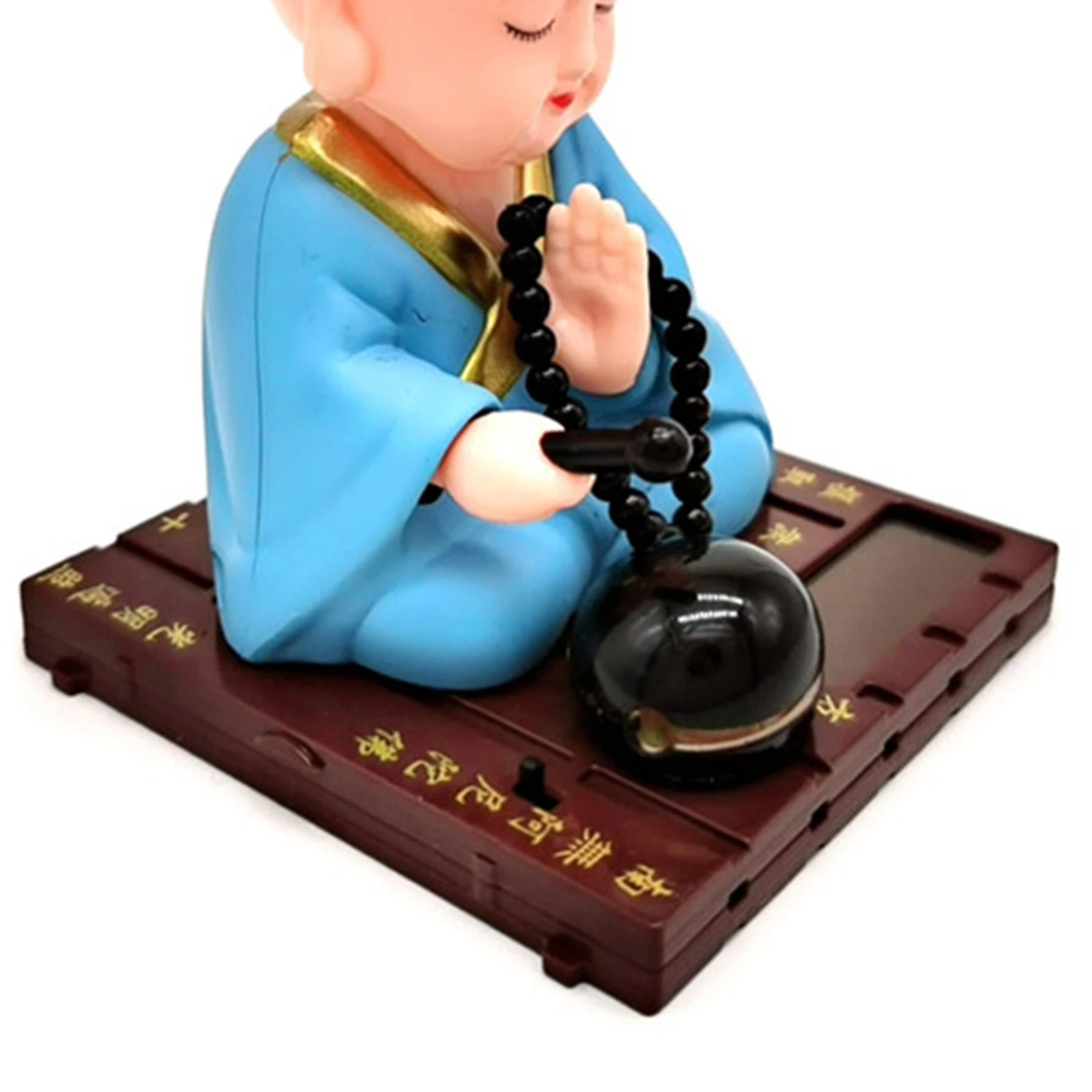Solar Power Dancing Toy Buddhist Monk Nodding Head Toy Car Decoration Yellow