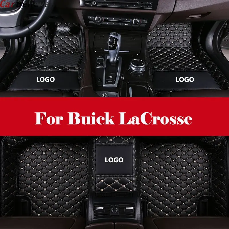 

Automotive interior Double layer Carpet Car Floor Mats Front& Rear Liner Leather Auto Mats For Buick LaCrosse