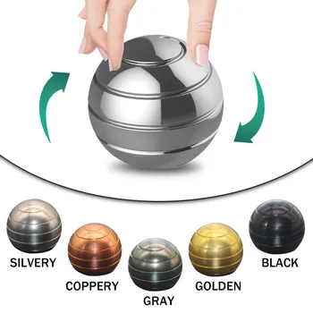 

New Desktop Decompression Rotating Spherical Gyroscope Desk Toy Metal Gyro Optical Illusion Flowing Finger Toy For Adult