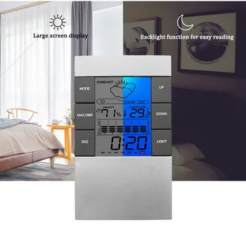 

Indoor Room LCD Electronic Temperature Humidity Meter Digital Thermometer Hygrometer Weather Station Alarm Clock