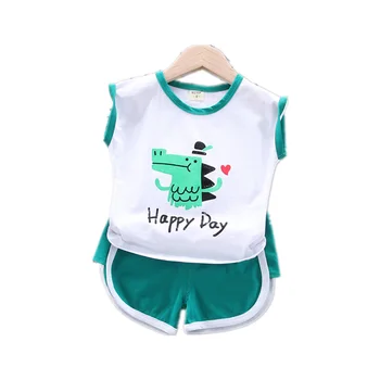 

New Summer Baby Girl Clothes Suit Children Boys Cotton Cartoon Vest Shorts 2Pcs/set Toddler Active Costume Infant Kids Tracksuit