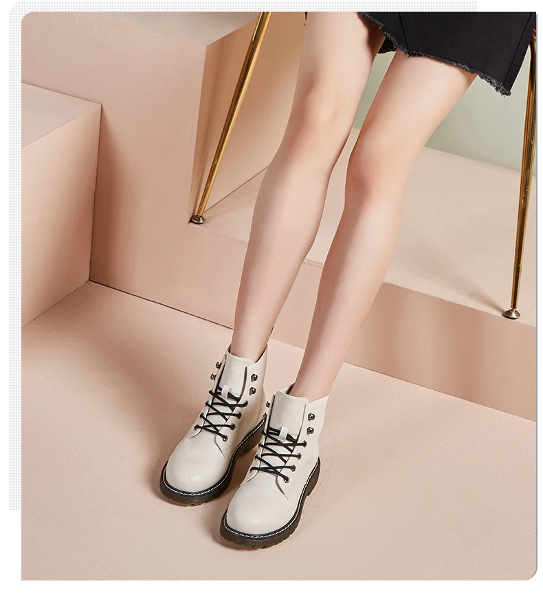 GEMEIQ/ г. Новые зимние женские ботинки Ботинки martin средней длины с круглым носком и ремешком модная женская обувь на плоской подошве