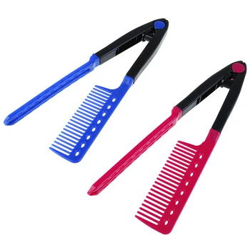 

1 Pc Women V Type Design Hair Straightener Comb Folding Hair Sort Out Pink / Blue Modeling Salon Hairdresser Combs Styling Tool