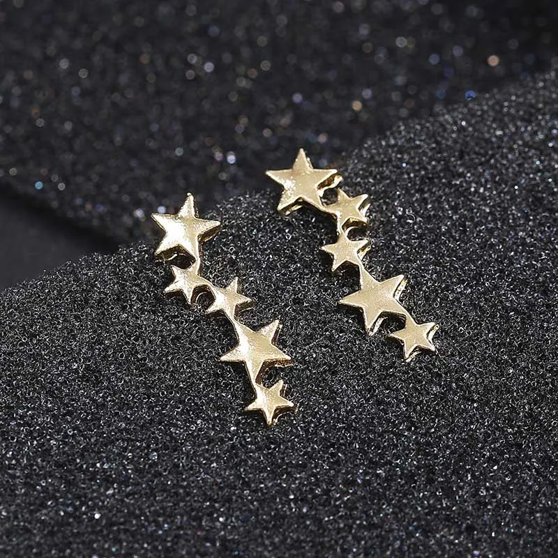 Минималистичная Золотая Звезда серебряного цвета серьги простые корейские милые маленькие серьги для женщин модные аксессуары ювелирные изделия