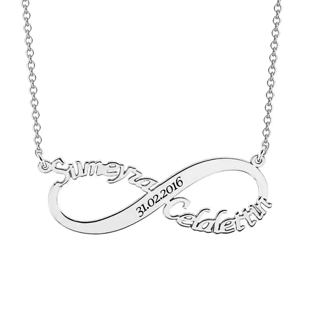 Ouslier 925 Sterling Silver Personalized Family Heart Pendant Name Necklace Custom Made with 3 Names