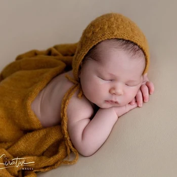

Vintage Newborn Wrap Stretch Knit Wrap Infant Swaddle Blankert Baby Sweater Jersey Layer Fabric Photography Props