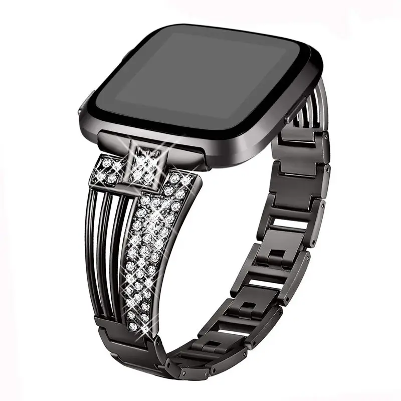 Для Fitbit Versa полосы для женщин Запасные детали замены металлического Bling Браслеты