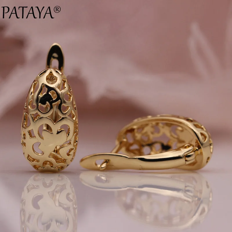 PATAYA новые полые круглые висячие серьги 585 розовое золото изысканные свадебные
