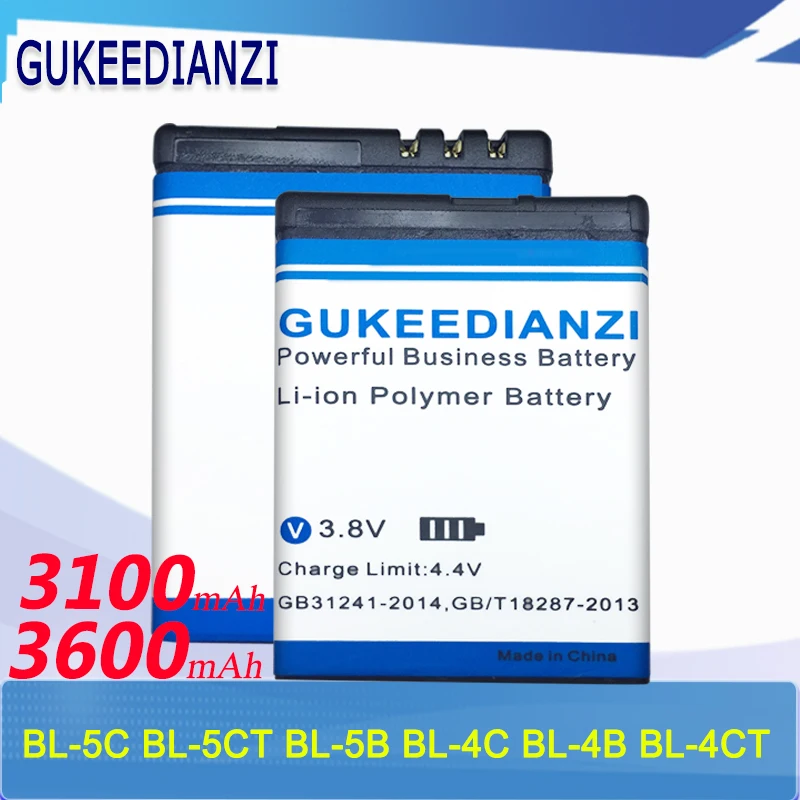 GUKEEDIANZI Phone Battery For Nokia BL-4C BL-5C BL-4B BL-5B BL-5CT BL-4CT N76 5000 3230 5070 1112 Lithium Replacement Batteries | Мобильные
