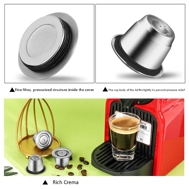 Cápsula de café reutilizable para Nespresso Inissia Krups YY1531FD, filtro  de café de acero inoxidable, cafetera