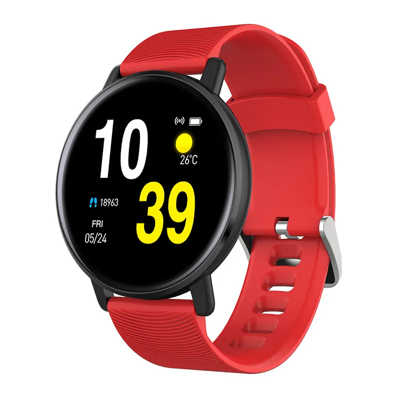 Letike новые H5 круглые умные часы полный экран сенсорный мониторинг здоровья и спортивный режим и Часы-Будильник спортивные часы - Цвет: red