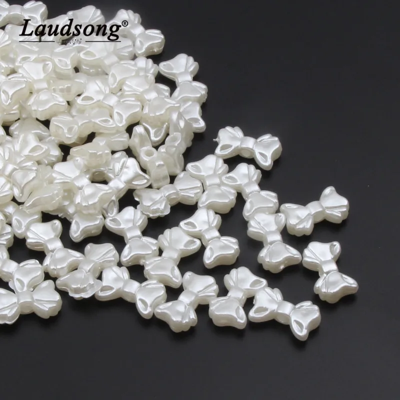 

50PCS 9x15MM Acrylic Material Imitation Pearl Bow Shape Beads For DIY Children Necklace Jewelry Making Pacifier Clip Spacers