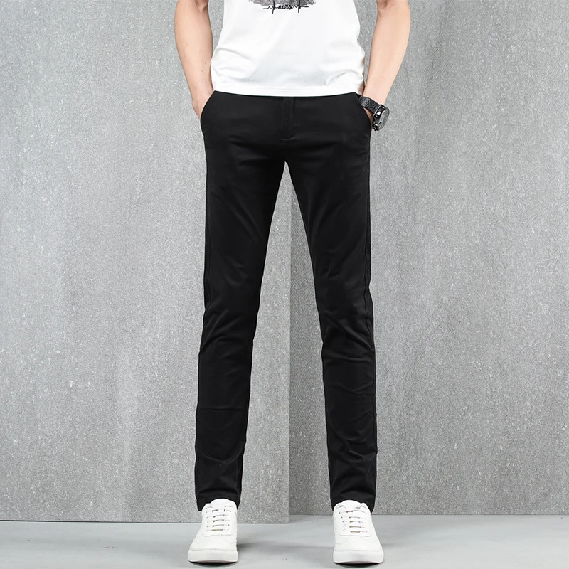 DAISHU осень светильник хаки мужские брюки Slim Fit весна Высокое качество Бизнес плоские Классические Длинные повседневные черные брюки мужские