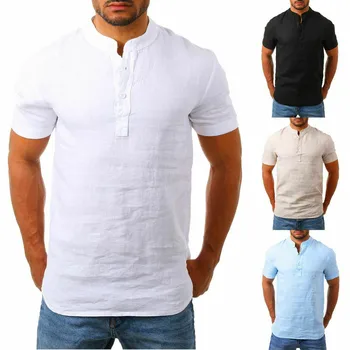 Men's T-shirt Summer New Short-sleeved Cotton And Linen Led Casual Men's T-shirt Shirt Male Breathable M-3xl 2