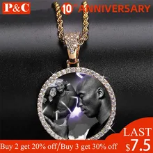 Custom Photo Memory Medallions Necklace & Pendant 4mm Tennis Chain Cubic Zircon Men's Hip hop Personalized Jewelry