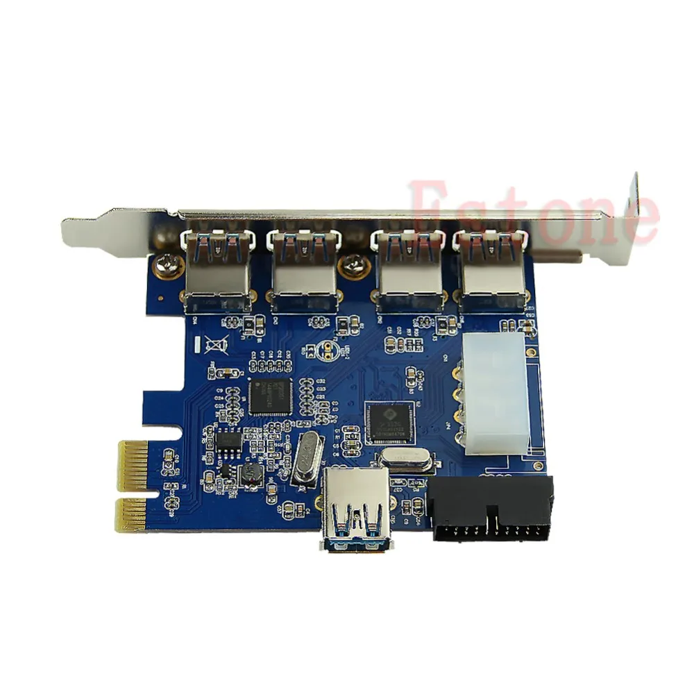 5 Порты PCI-E карта PCI Express USB 3,0+ 19 Pin разъем 4 Pin адаптер для Win7/8