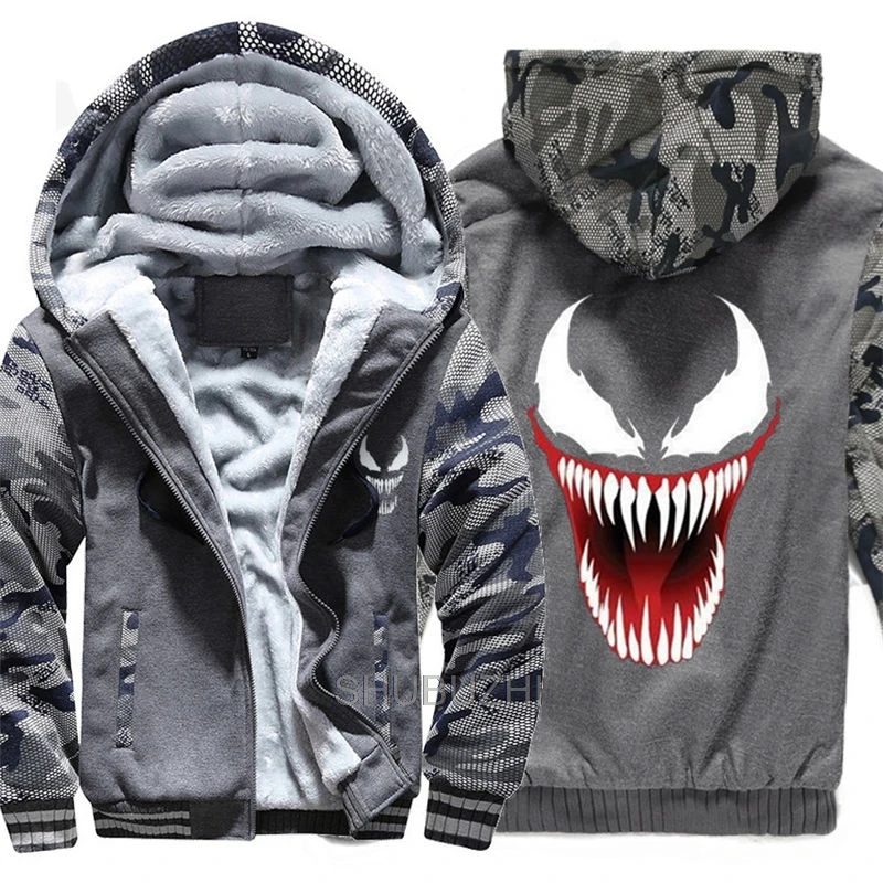 Venom толстовки куртка Зимний пуловер супергерой Человек пальто для мужчин шерстяная подкладка флис унисекс Venom кофты 010 - Цвет: same as picture