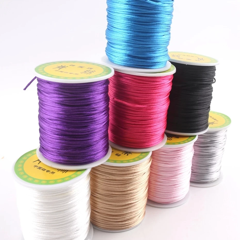 Bite Bites 1pc Satin Silk Rope Nylon Cord Colorful 1mm 80m Baby Teether Accessories Teething Necklace Rattail Cord DIY Tool Toys