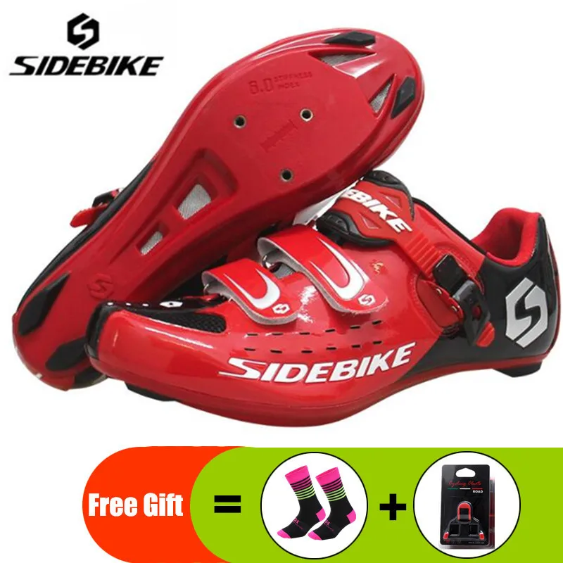 add gift Sidebike/велосипедная обувь для шоссейного велосипеда; комплект с педалью; спортивная обувь для велосипеда; дышащая велосипедная обувь; спортивные кроссовки; zapatillas de ciclismo - Цвет: add gift
