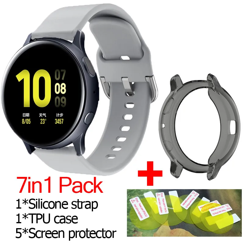 Ремешок силиконовый для samsung galaxy watch active 2 чехлы из ТПУ смарт часов Защитная пленка