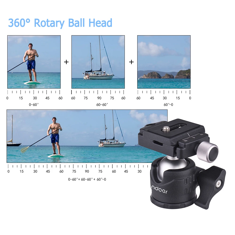 Andoer Mini Tabletop Ball Head 360 Degree Video Tripod Ballhead Mount with Quick Release Plate Bubble Level for Canon Nikon Sony tripod ball head camera panoramic head